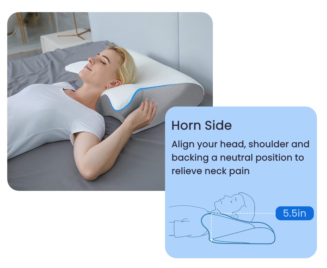 Memory Foam Cervical Pillow - 2-in-1 Ergonomic Contour Orthopedic Support for Neck Pain Relief