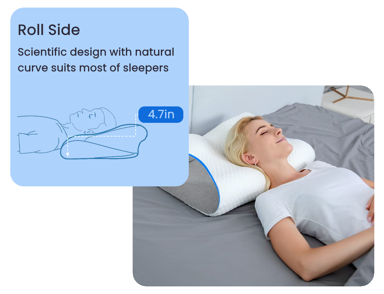 Memory Foam Cervical Pillow - 2-in-1 Ergonomic Contour Orthopedic Support for Neck Pain Relief